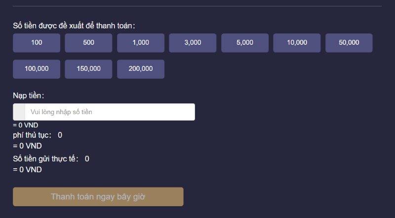 Nạp tiền rút tiền 3 Nạp tiền qua thanh toán trực tuyến