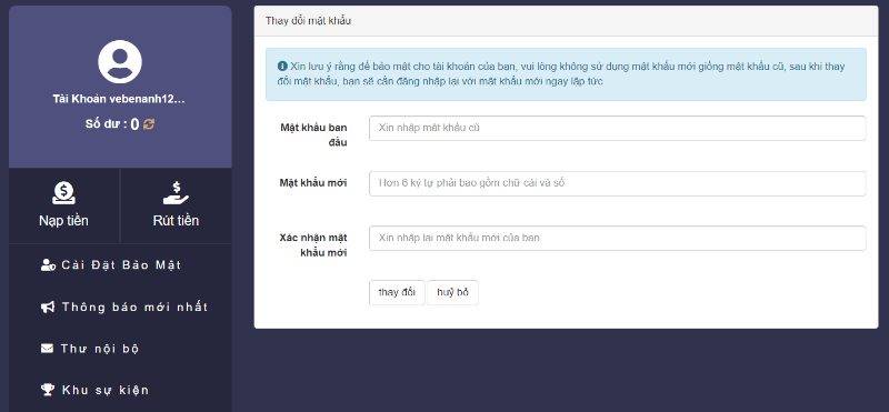 đổi mật khẩu PQ88